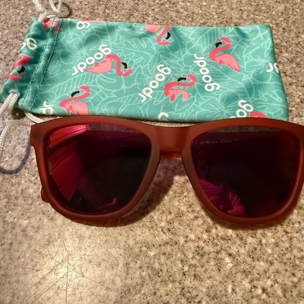 Red Sunglasses with Pink Mirror Lenses - Goodr brand